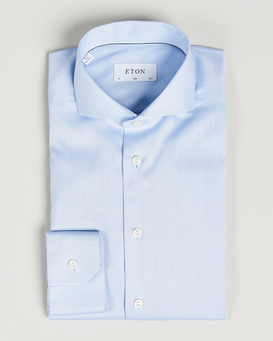 Herr | Formella | Eton | Slim Fit Twill Cut Away Shirt Light Blue