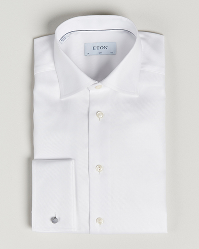 Herr | Festive | Eton | Slim Fit Twill Double Cuff Shirt White
