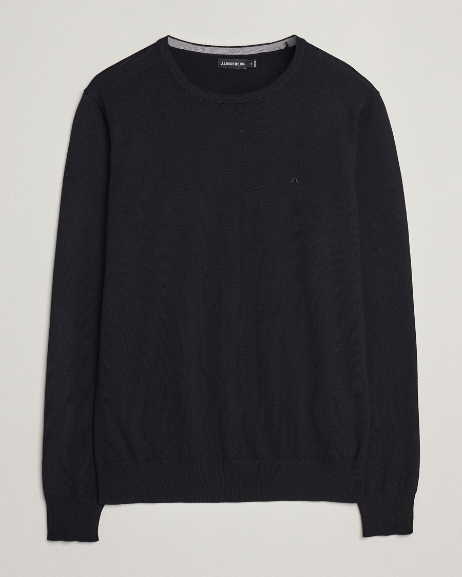 Herr | Pullover rundhals | J.Lindeberg | Lyle True Merino Crew Neck Pullover Black