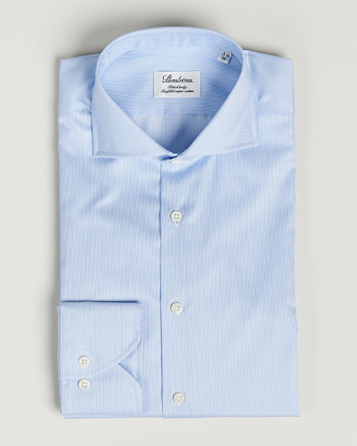Herr | Businesskjortor | Stenströms | Fitted Body Thin Stripe Shirt White/Blue