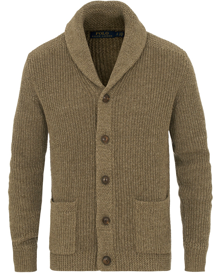  Cotton Blend Shawl Collar Cardigan Beige Gurkha