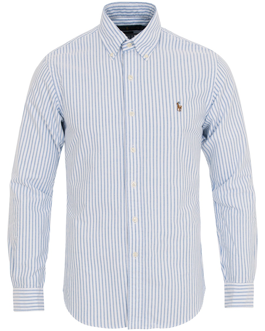  Slim Fit Oxford Stripe Button Down Shirt Blue/White