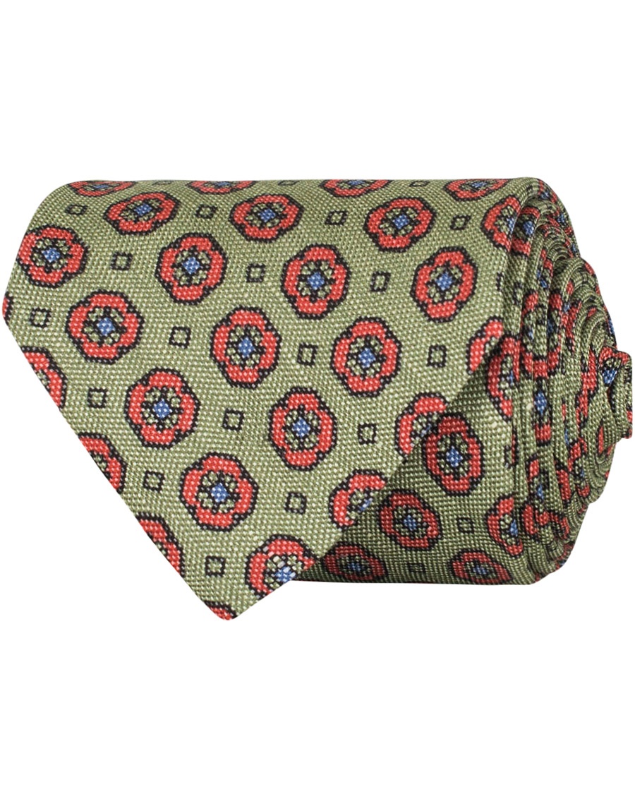  Silk Medallion 8 cm Tie Green
