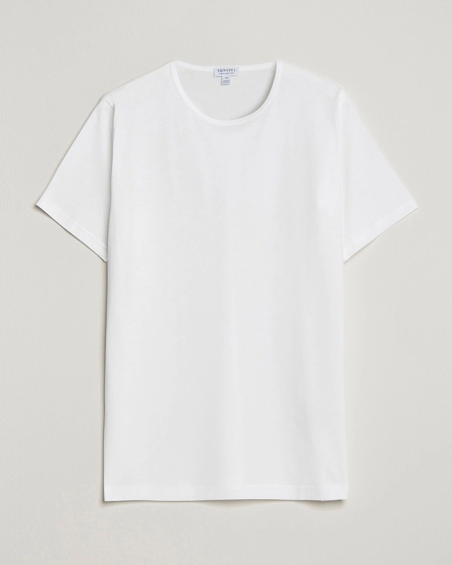 Herr | Vita t-shirts | Sunspel | Superfine Cotton Crew Neck T-Shirt White