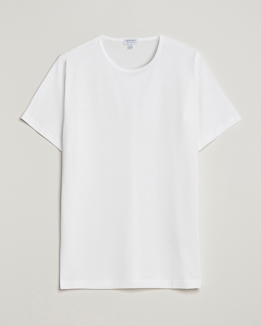 Sunspel Superfine Cotton Crew Neck T-Shirt White – Vit