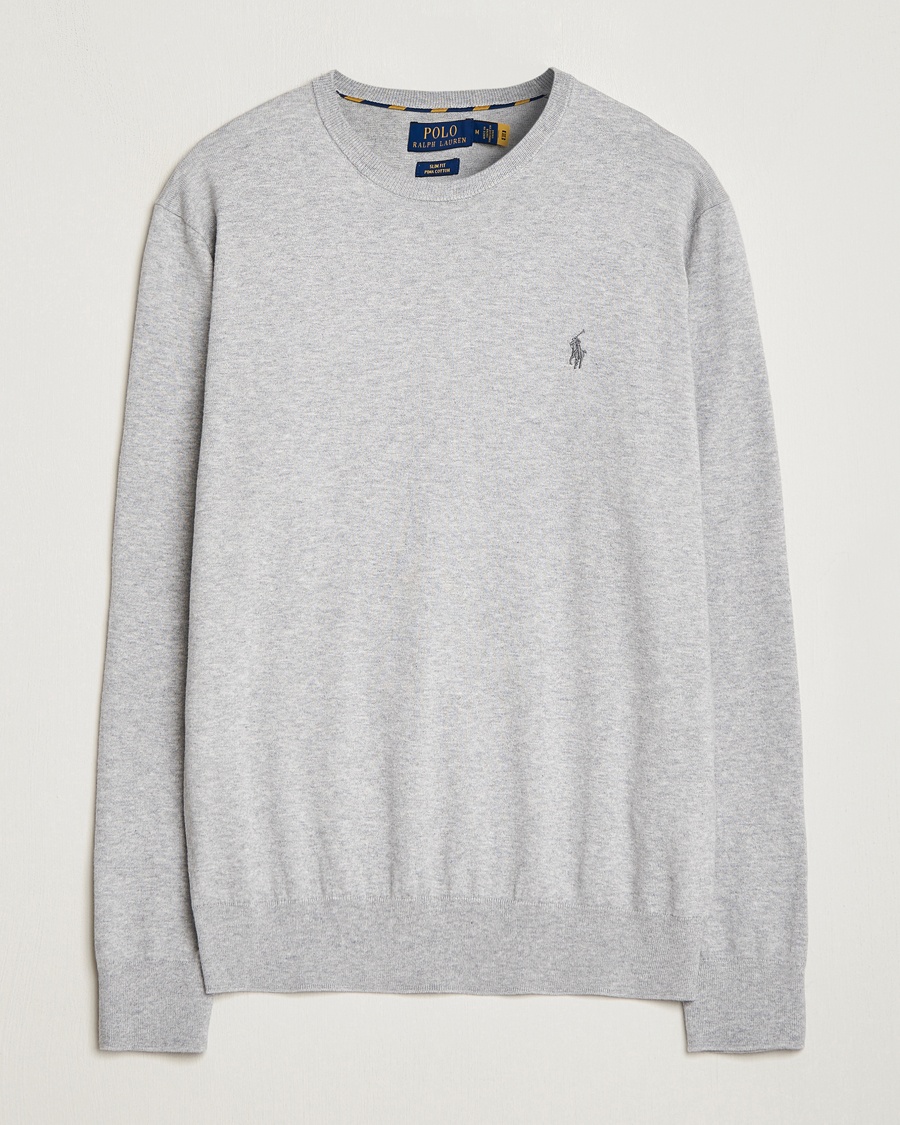 Polo Ralph Lauren Pima Cotton Crew Neck Pullover Andover Heather – Grå