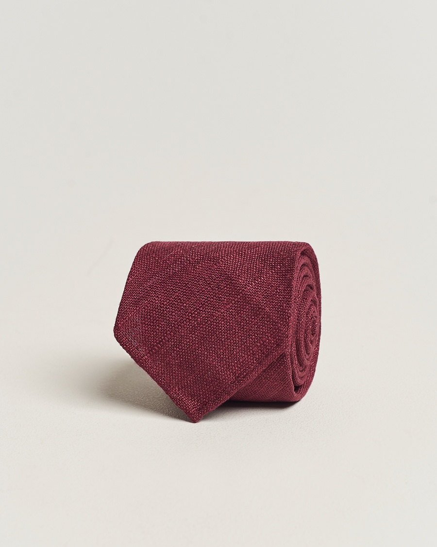 Drake's Silk Tussah Handrolled Tie Wine – Röd