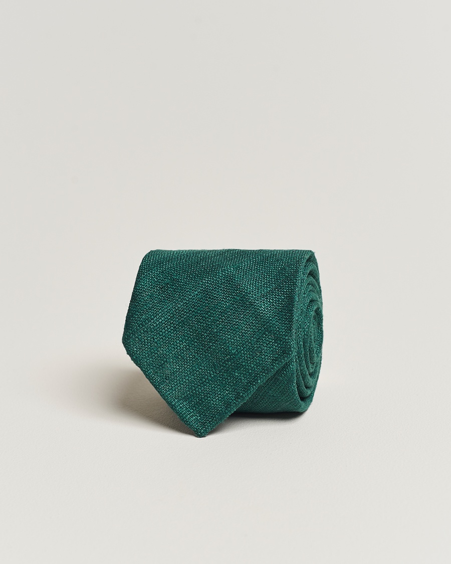 Drake's Silk Tussah Handrolled Tie Green – Grön