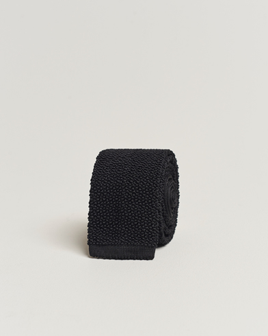 Herr | Slipsar | Drake's | Knitted Silk 6.5 cm Tie Black