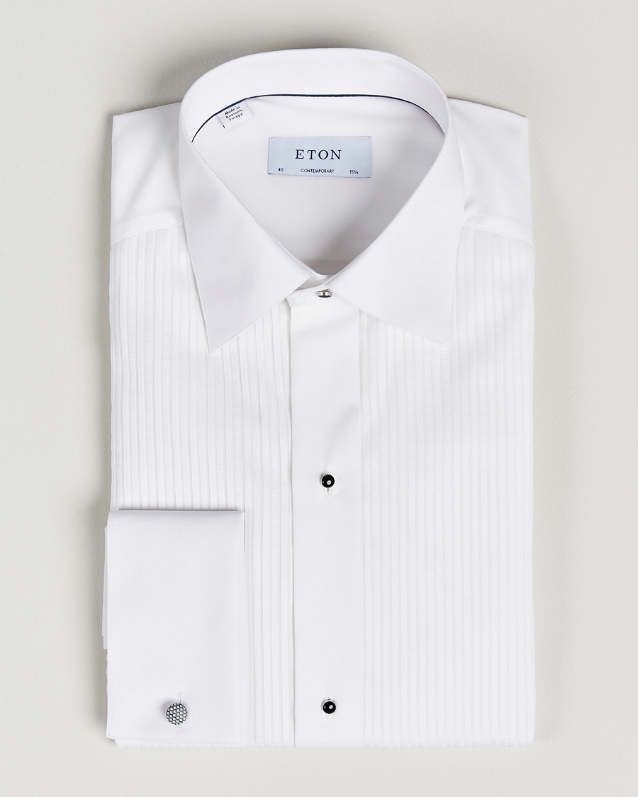 Eton Custom Fit Tuxedo Shirt Black Ribbon White – Vit