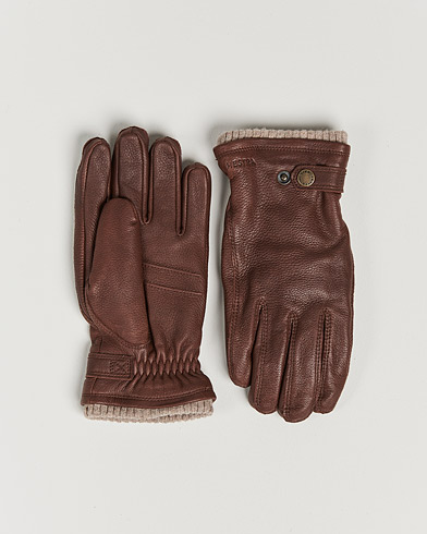 Herr | Värmande accessoarer | Hestra | Utsjö Fleece Liner Buckle Elkskin Glove Chestnut