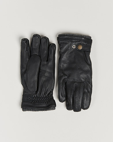 Herr | Handskar | Hestra | Utsjö Fleece Liner Buckle Elkskin Glove Black