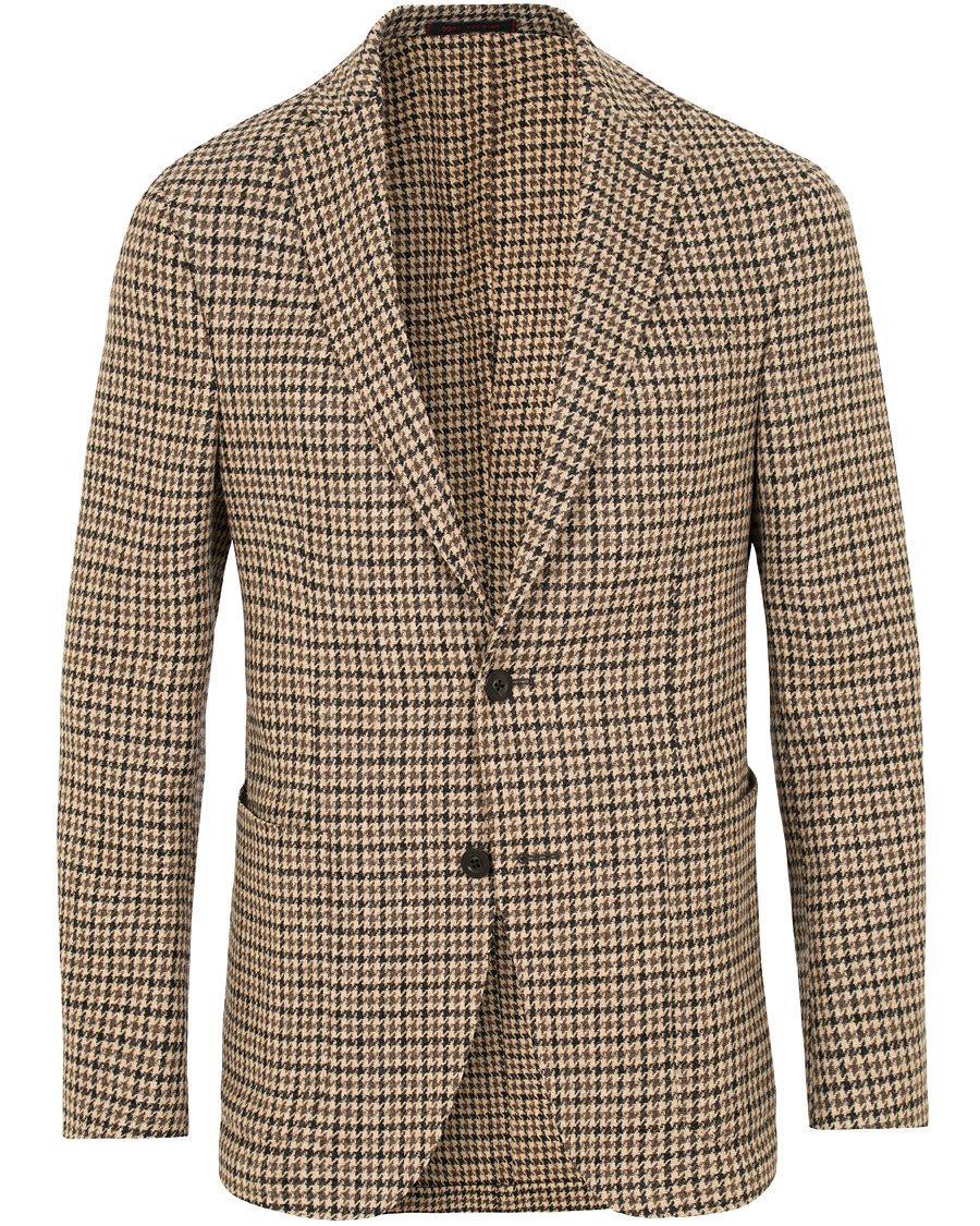  Degas Single Breasted Houndstooth Tweed Blazer Brown