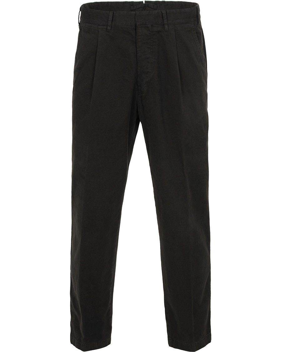  Santiago Soft Cotton Pleated Trousers Black