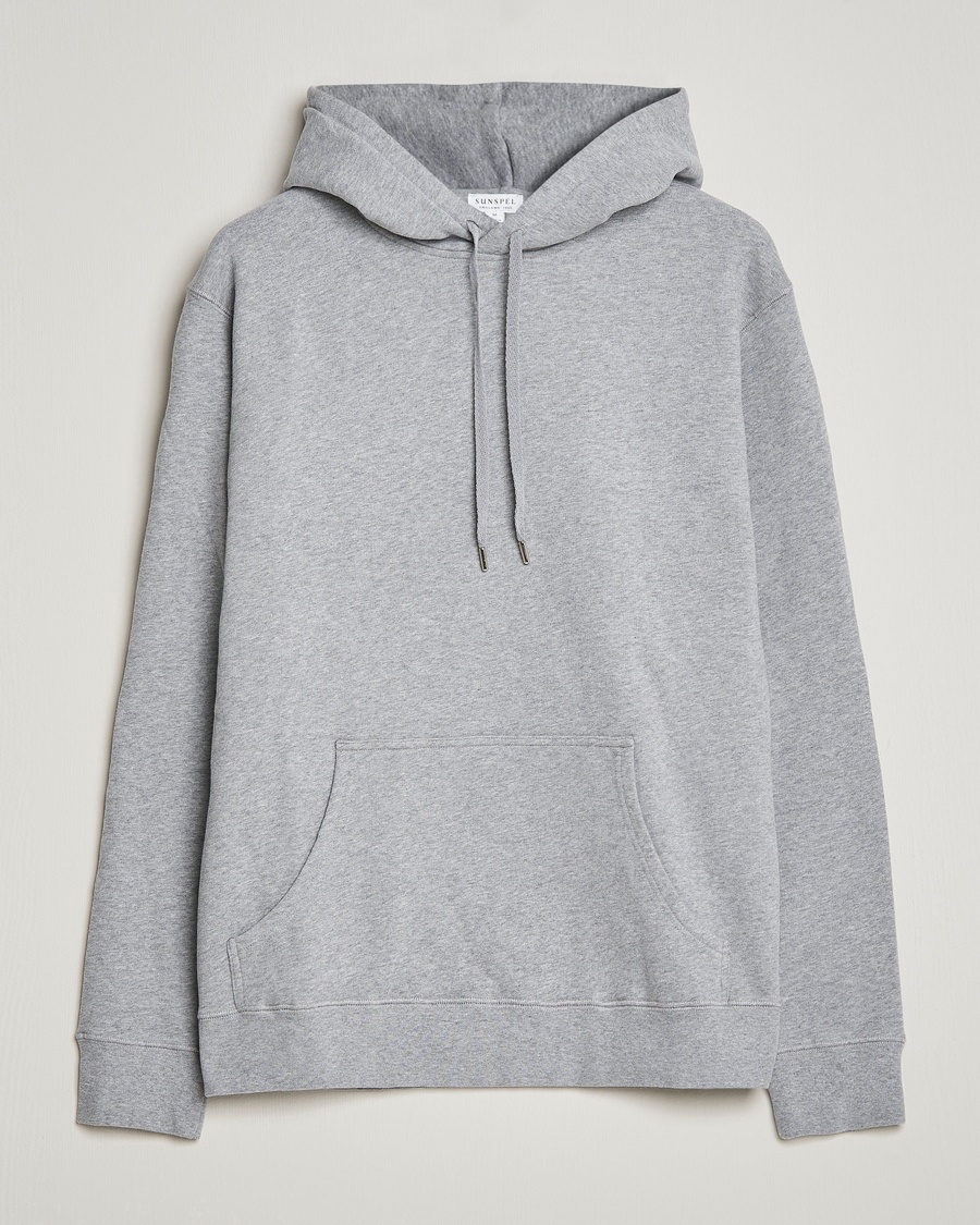 Herr | Huvtröjor | Sunspel | Loopback Hoodie Grey Melange