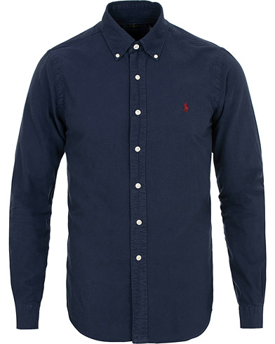  Slim Fit Garment Dyed Oxford Shirt Navy