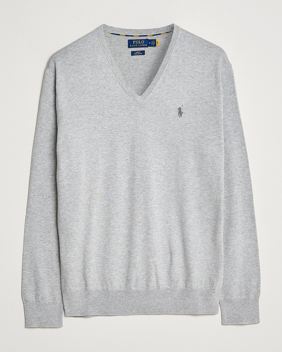 Herr | Pullover V-ringade | Polo Ralph Lauren | Pima Cotton V-neck Pullover Andover Heather