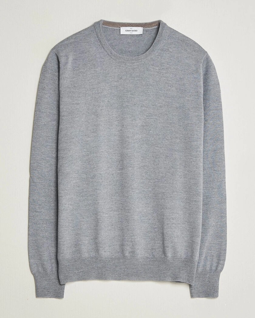 Gran Sasso Merino Fashion Fit Crew Neck Pullover Light Grey – Grå