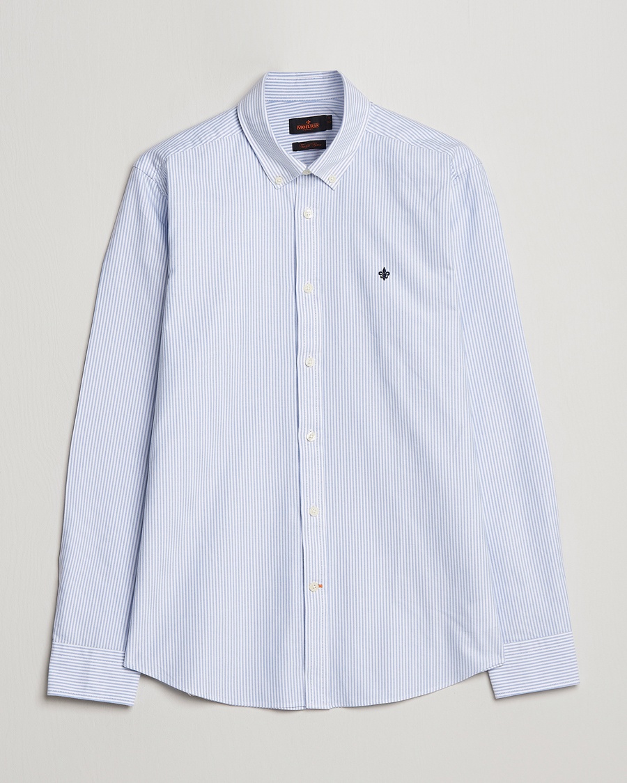 Herr | | Morris | Oxford Striped Button Down Cotton Shirt Light Blue