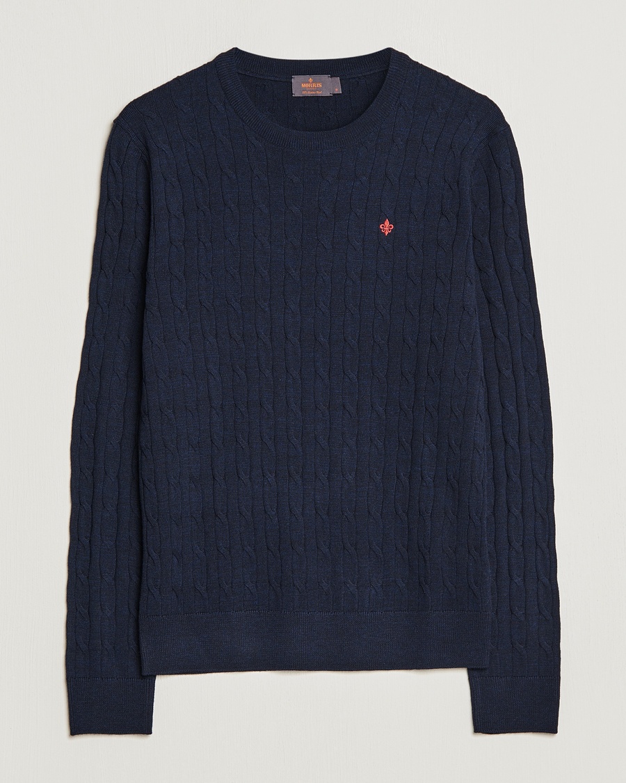  Merino Cable O-Neck Navy