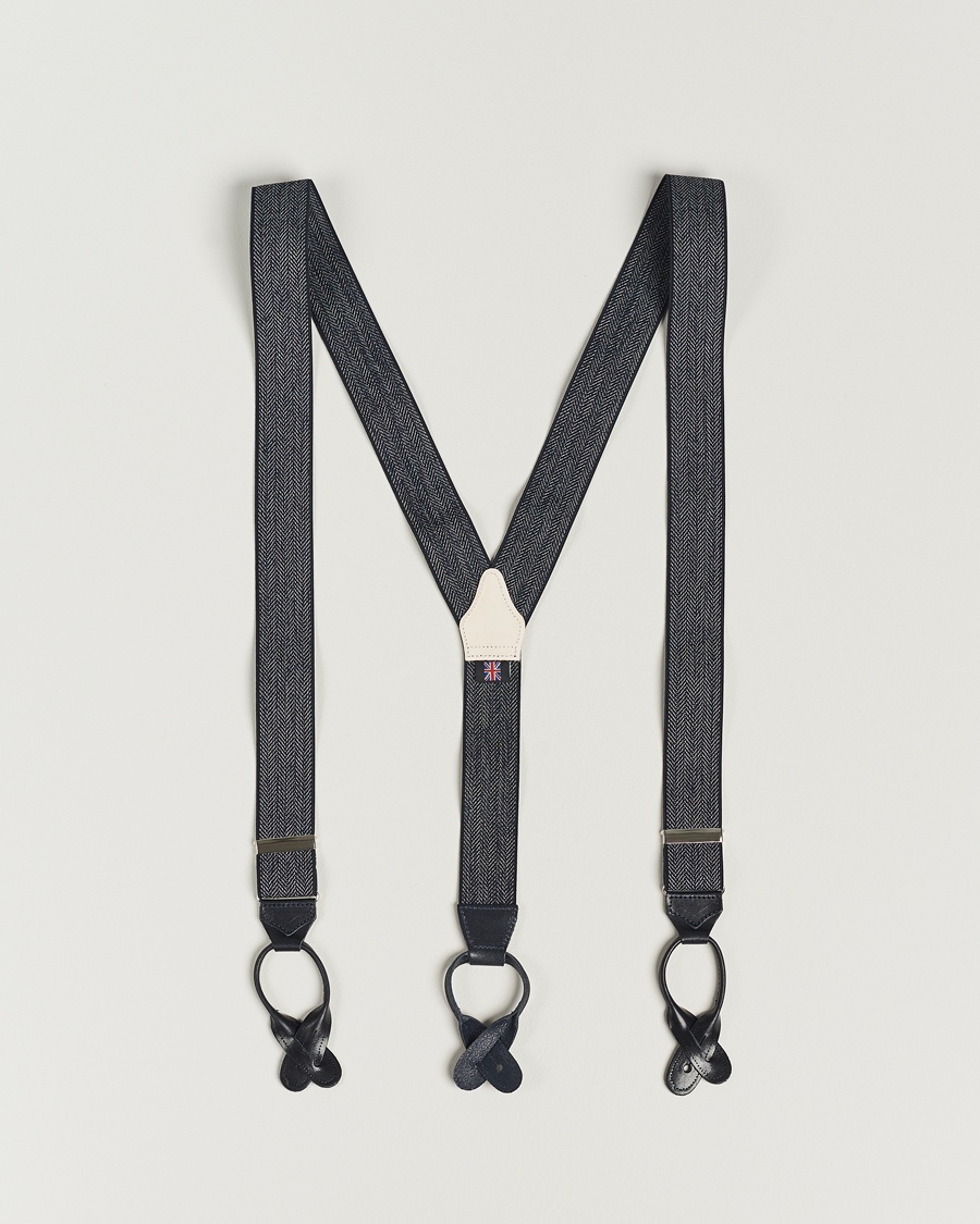 Herr | | Albert Thurston | Elastic Herringbone Braces 35mm Blue