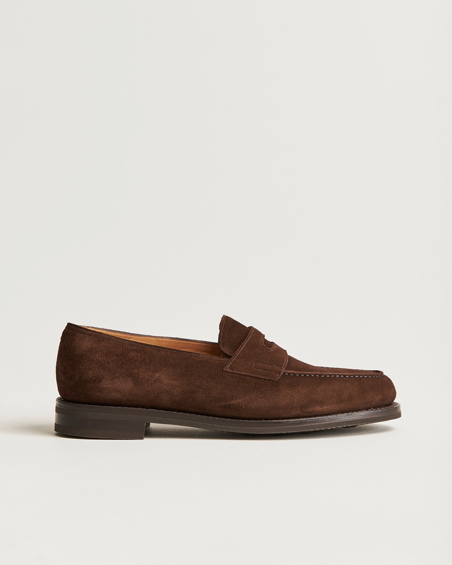 John Lobb Lopez Penny Loafer Dark Brown Suede