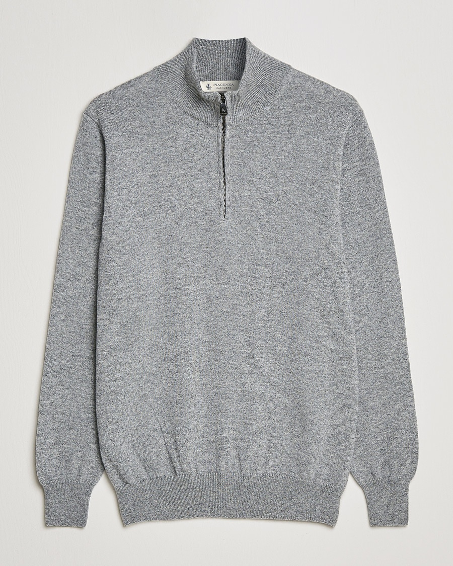 Piacenza Cashmere Cashmere Half Zip Sweater Light Grey – Grå