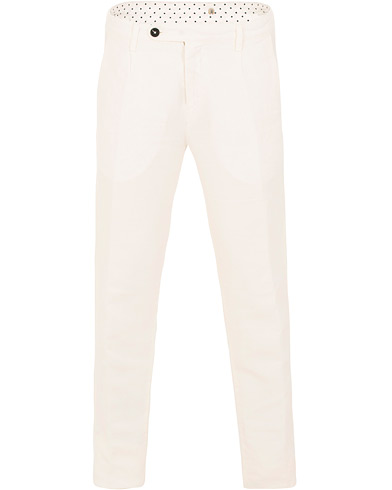  Ionio Micro Herringbone Cotton/Linen Trousers Off White