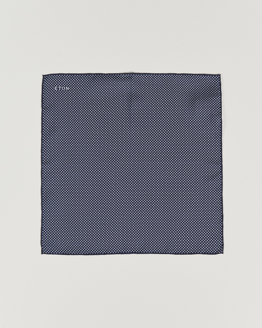 Herr | Näsdukar | Eton | Silk Polka Dot Pocket Square Navy