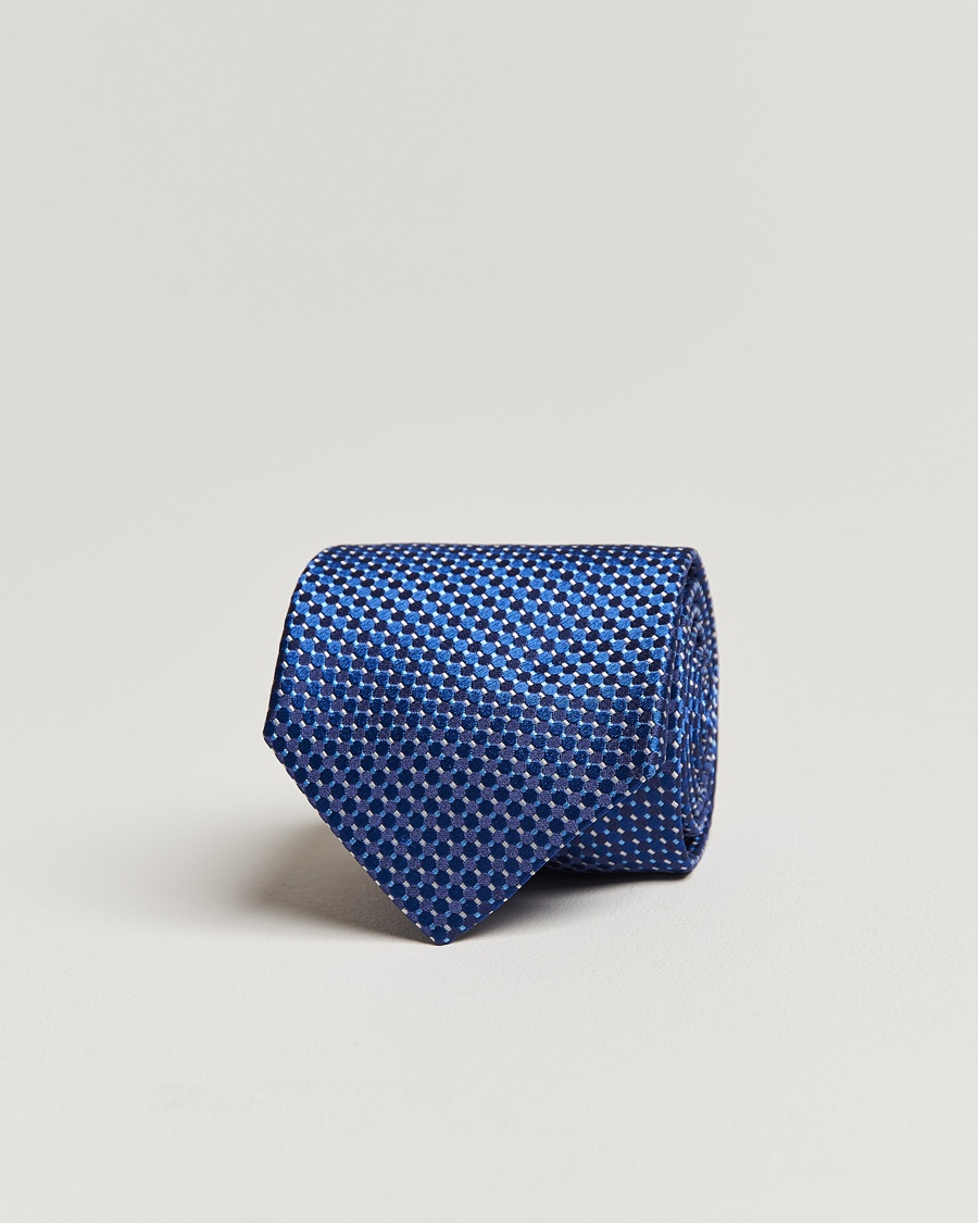 Eton Silk Geometric Weave Tie Navy – Blå