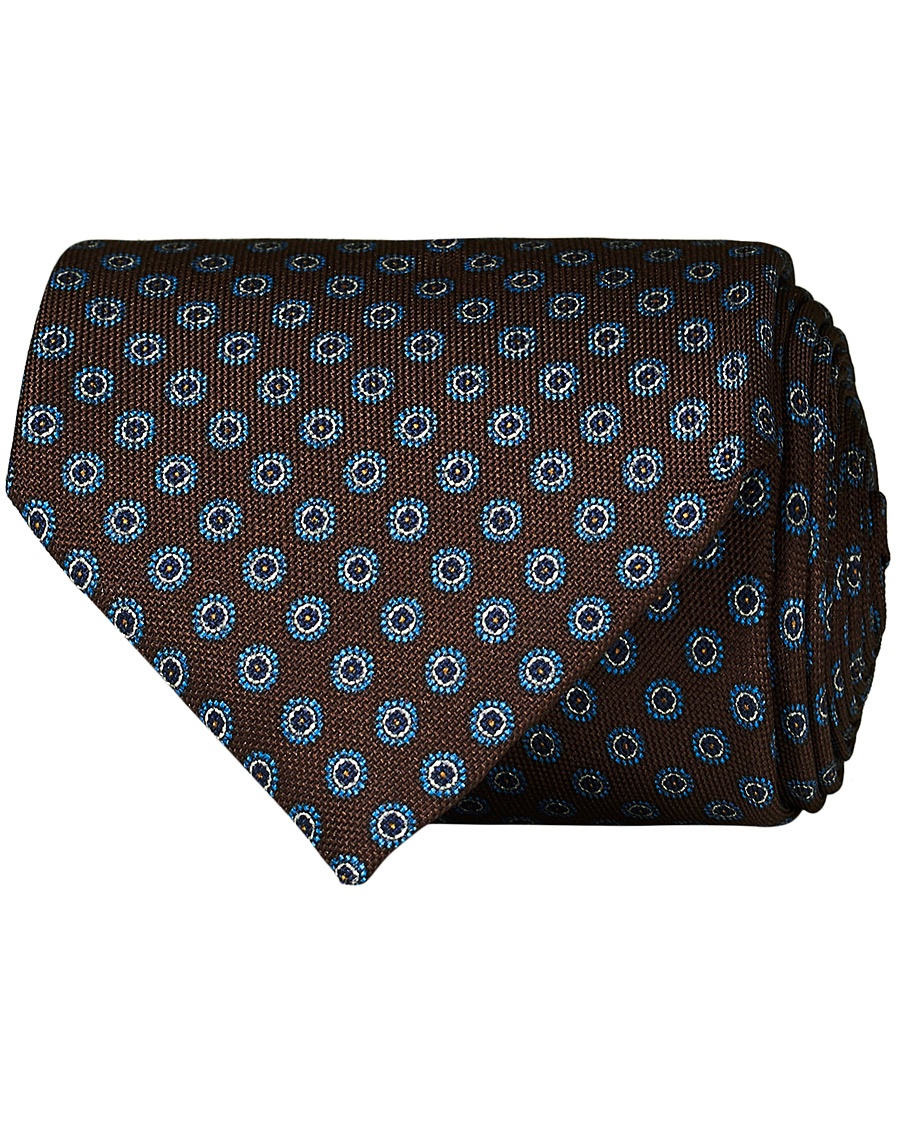 Herr | | Eton | Silk Geometric Print Tie Brown