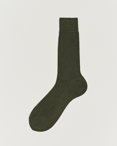 Herr | Snart i lager | Bresciani | Cotton Ribbed Short Socks Olive Green