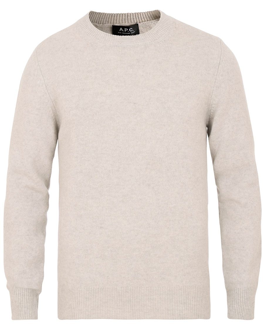 Herr | | A.P.C. | Colin Brushed Lambswool/Cotton Crew Neck Grey Melange