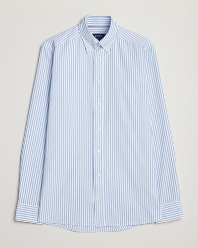Herr | Oxfordskjortor | Eton | Slim Fit Royal Oxford Stripe Button Down Light Blue