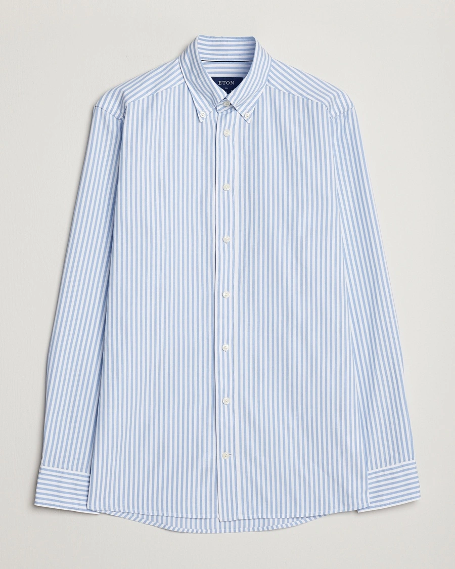 Herr | Personal Classics | Eton | Slim Fit Royal Oxford Stripe Button Down Light Blue