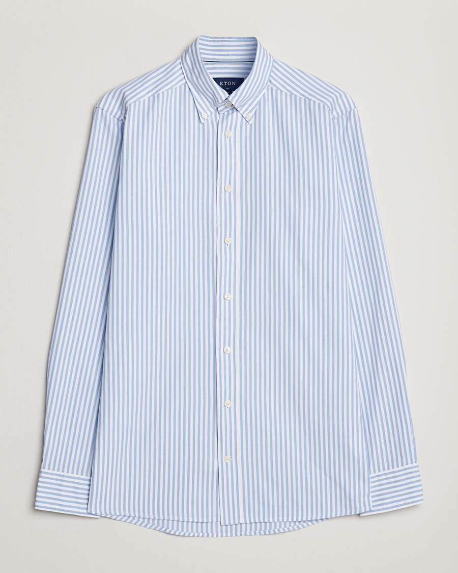 Eton Slim Fit Royal Oxford Stripe Button Down Light Blue – Blå