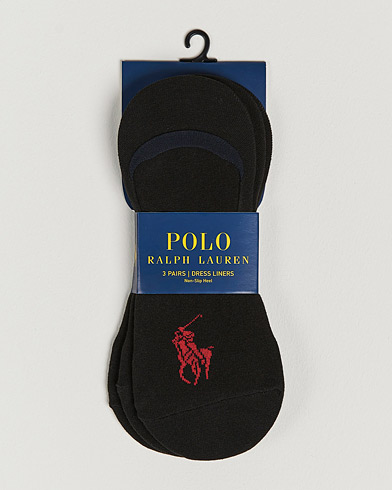 Herr | Ankelstrumpor | Polo Ralph Lauren | 3-Pack No Show Big Pony Socks Black