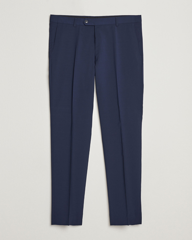 Herr | Kostymbyxor | Oscar Jacobson | Denz Wool Trousers Mid Blue