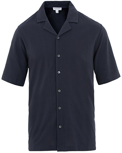 Kortärmade skjortor |  Short Sleeve Pique Shirt Navy