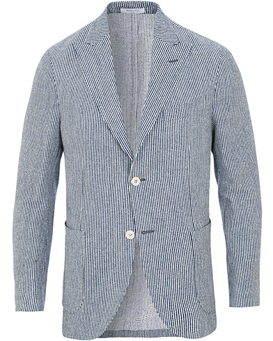  K Jacket Wool/Cotton Seersucker Blazer Blue/White