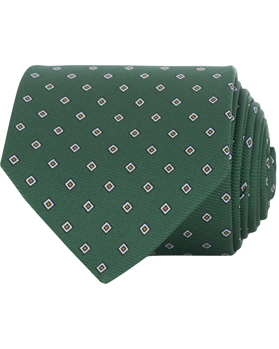 Herr | | Drake's | Navy Tip Silk 50oz Foulard 8 cm Tie Green