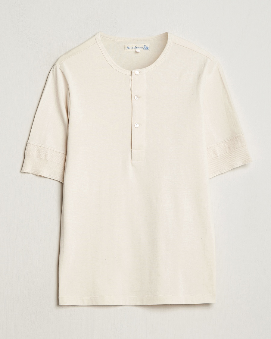 Herr | Vita t-shirts | Merz b. Schwanen | Short Sleeve Organic Cotton Henley Nature
