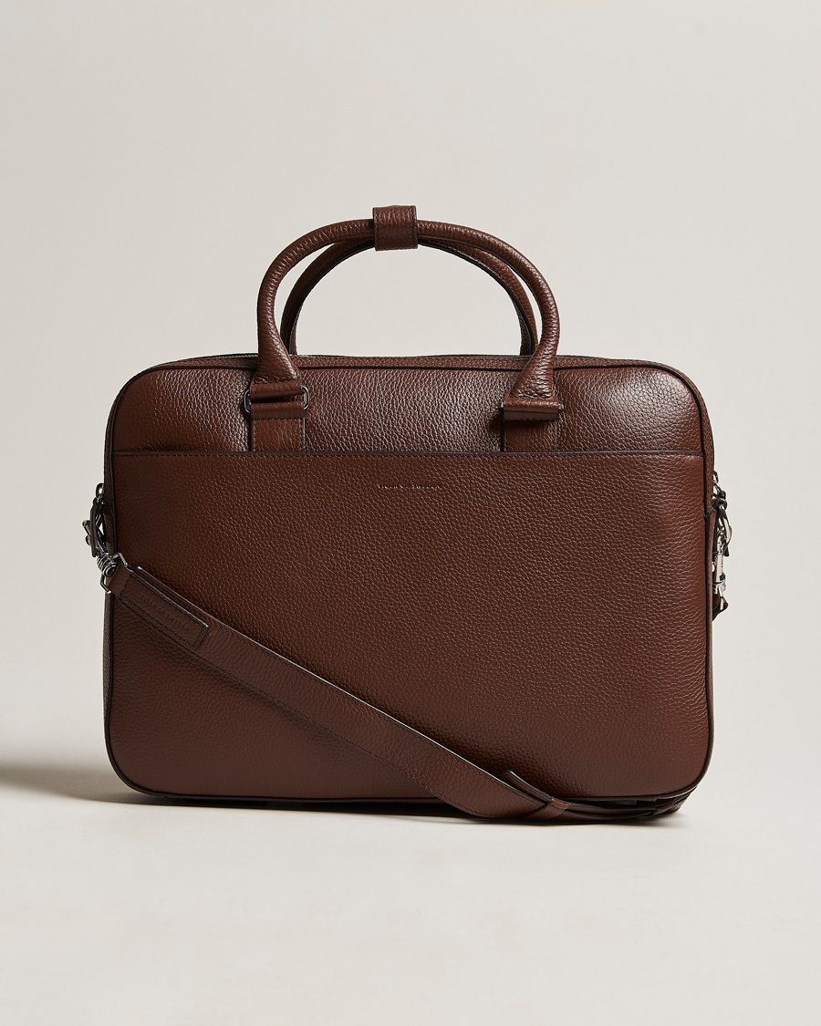 Herr | Portföljer | Tiger of Sweden | Burin Grained Leather Briefcase Brown