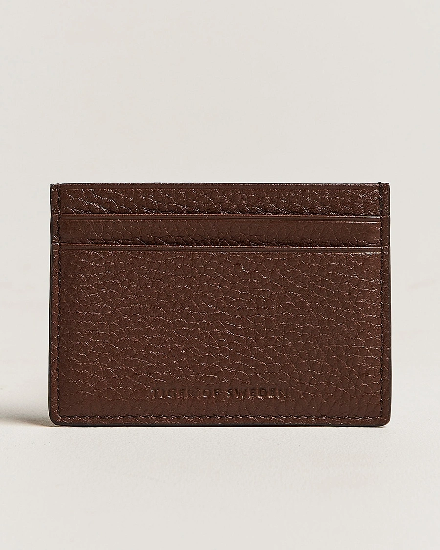 Herr | | Tiger of Sweden | Wake Grained Leather Cardholder Brown