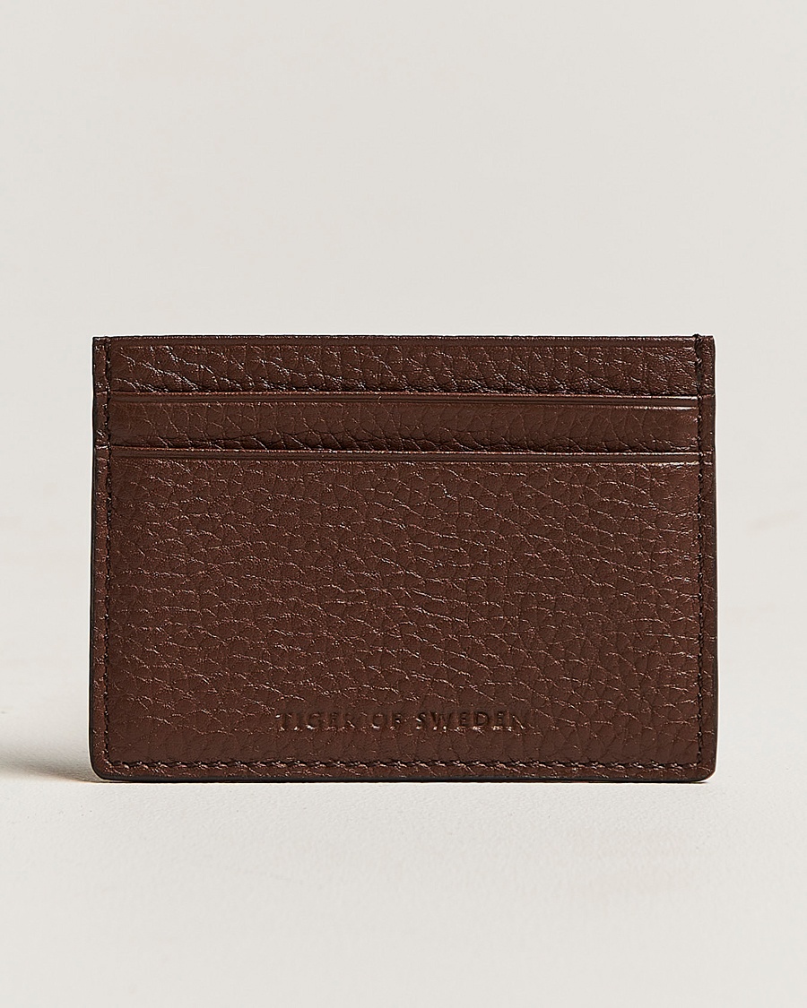 Tiger of Sweden Wake Grained Leather Cardholder Brown – Brun