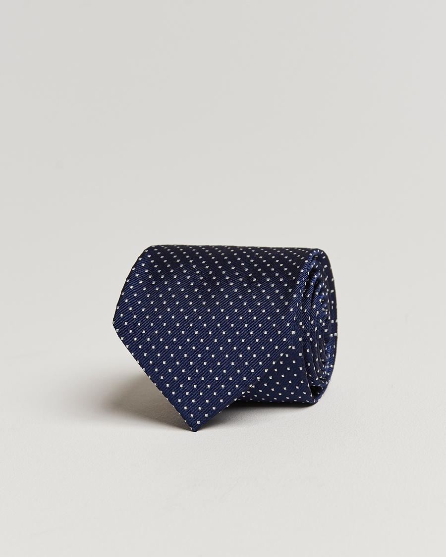 Herr | Amanda Christensen | Amanda Christensen | Micro Dot Classic Tie 8 cm Navy/White