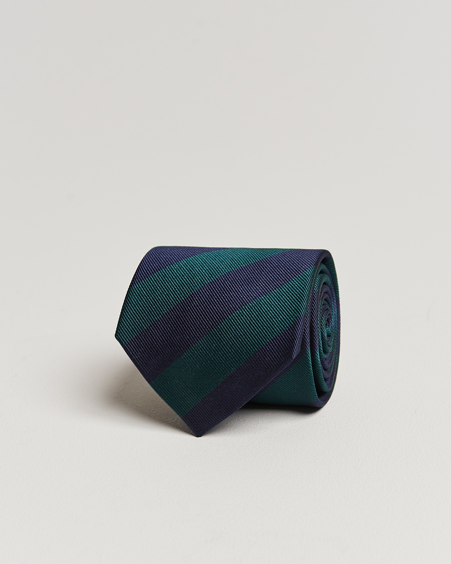 Amanda Christensen Regemental Stripe Classic Tie 8 cm Green/Navy – Grön