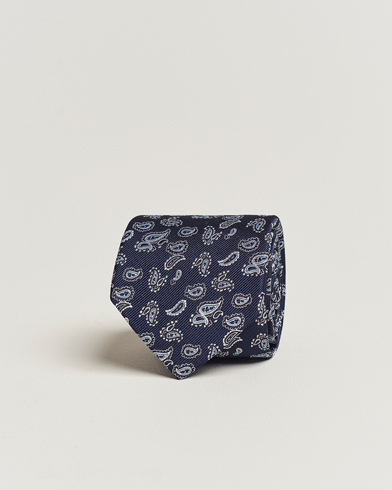 Herr | Slipsar | Amanda Christensen | Paisley Woven Silk Tie 8 cm Navy