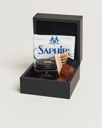 Herr | Skovårdskit | Saphir Medaille d'Or | Gift Box Creme Pommadier Black & Brush