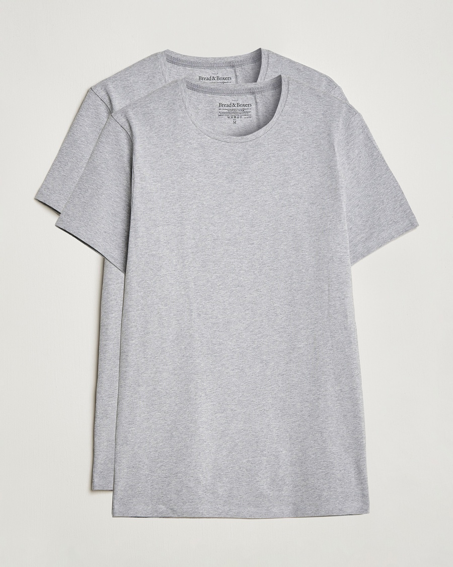Herr | Bread & Boxers | Bread & Boxers | 2-Pack Crew Neck Tee Grey Melange